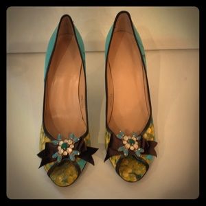 J. Crew peep toe pumps with bows